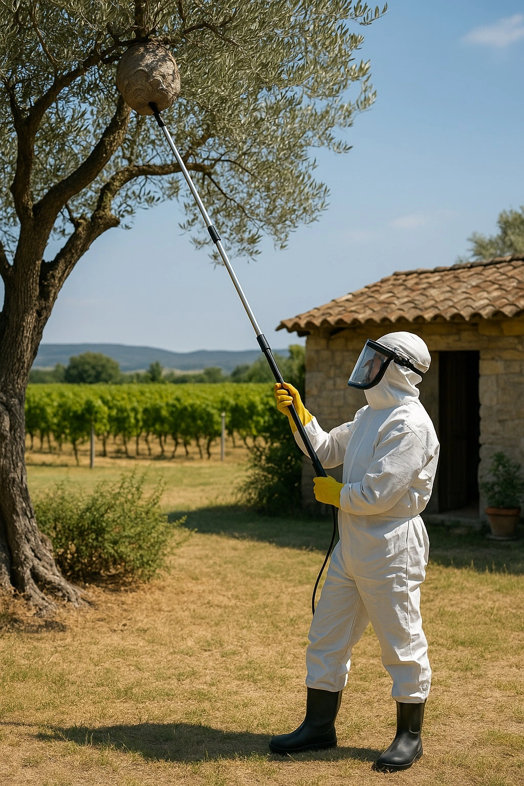 Specialiste neutralisant un nid de frelons