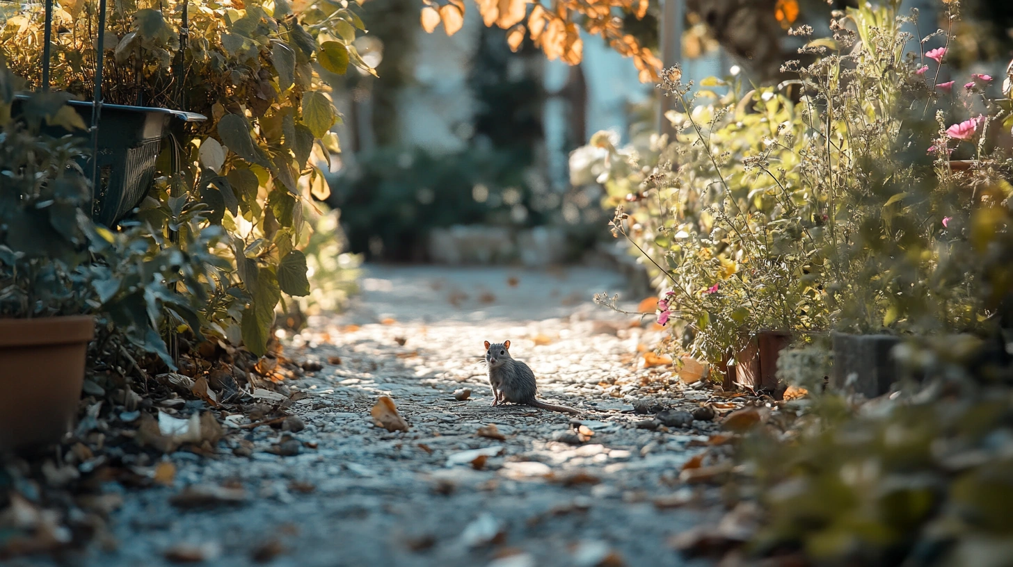 Un rat dans un jardin