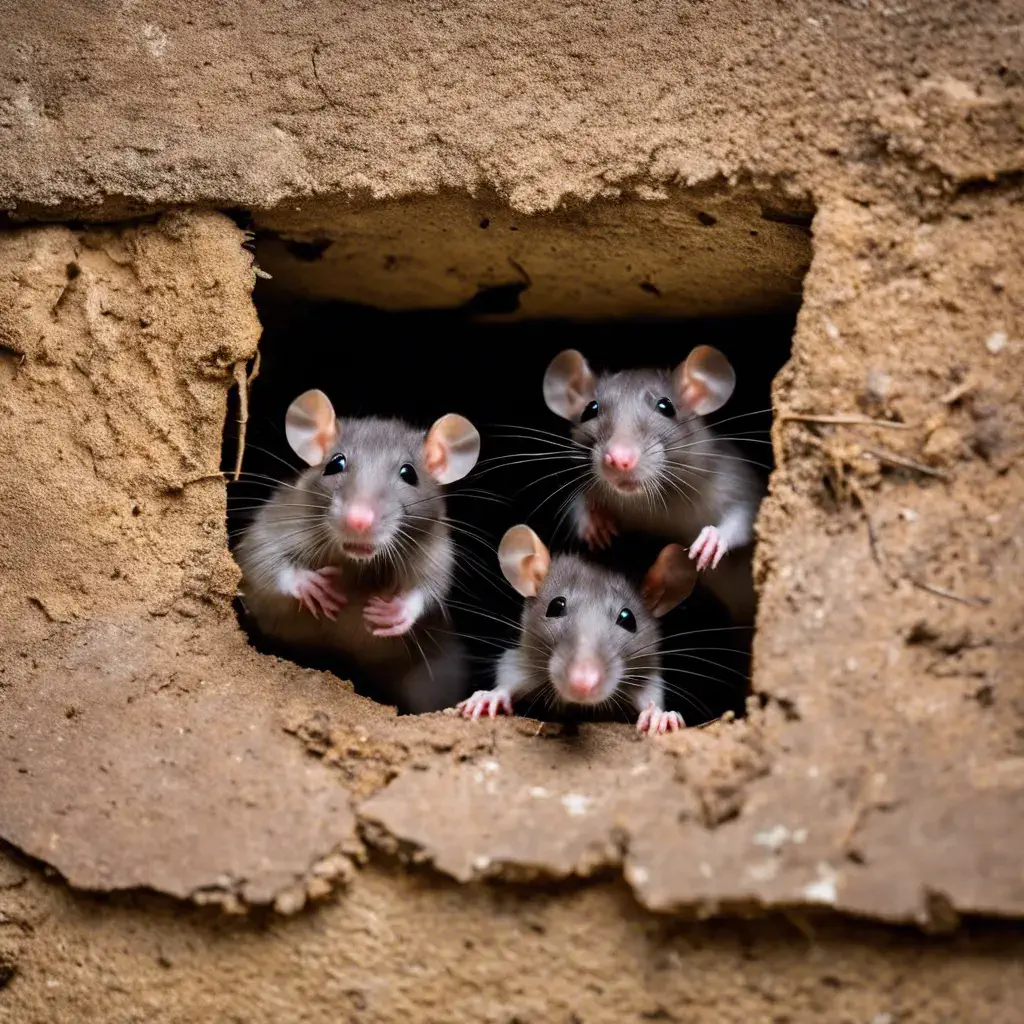 Rats sortant d'un mur