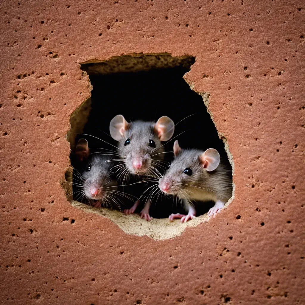 Rats sortant d'un mur